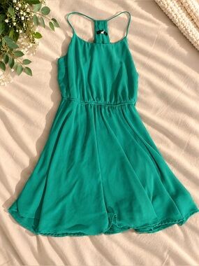Womens Emerald Green Spaghetti-Strap Dress